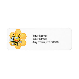 cute queen bee and beehive label