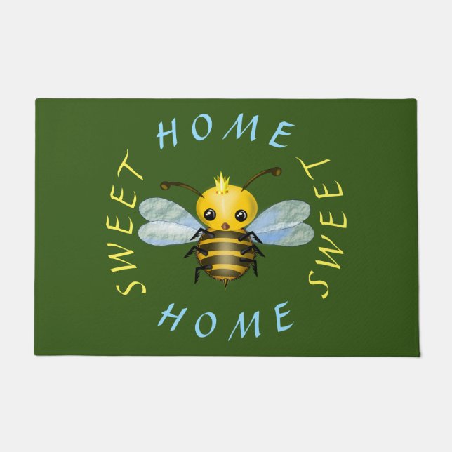 Cute Queen Bee Doormat - Customizable (Front)