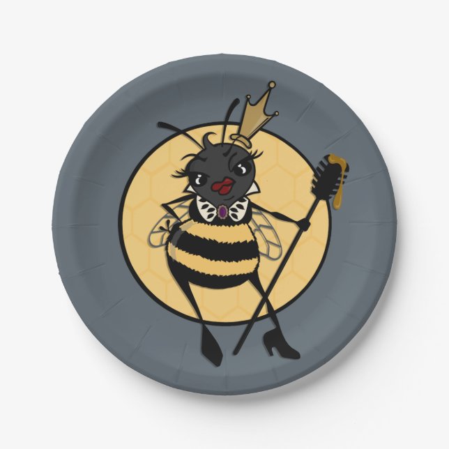 CUTE QUEEN BEE GRAPHIC PAPER PLATE (Front)