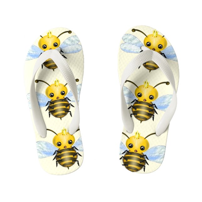 Cute Queen Bee Kid's Flip Flops (Footbed)
