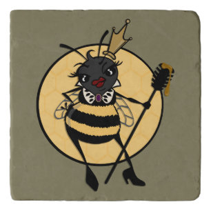 CUTE QUEEN BEE MARBLE STONE TRIVET