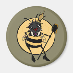 CUTE QUEEN BEE ROUND MAGNET