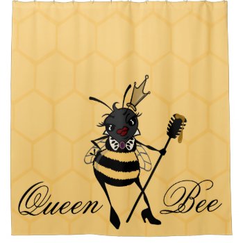 Cute Queen Bee Shower Curtain by AHOIHOI at Zazzle