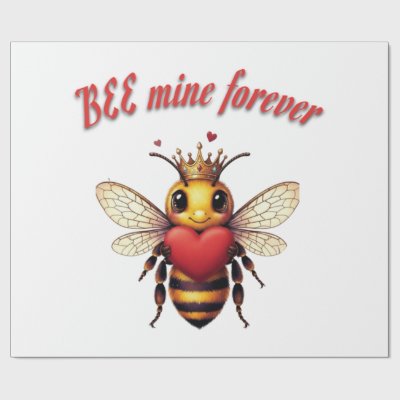 cute queen bee valentine wrapping paper