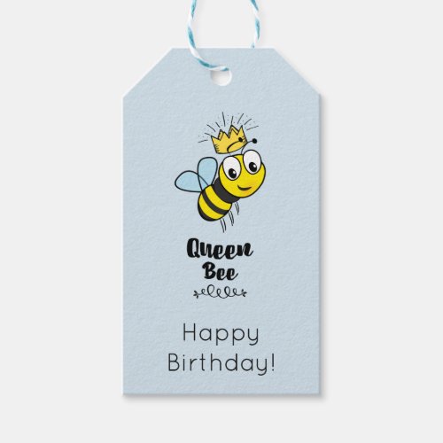 Cute Queen Bee with Crown Happy Birthday Gift Tags