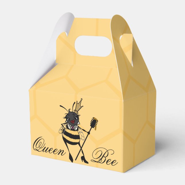 CUTE QUEEN BEE WITH HONEYCOMB GABLE FAVOR BOX (Front Side)