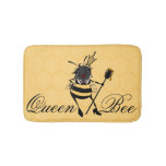Cute Queen Bee With Honeycomb Graphic Bath Mat at Zazzle