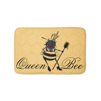 Cute Queen Bee With Honeycomb Graphic Bath Mat by AHOIHOI at Zazzle
