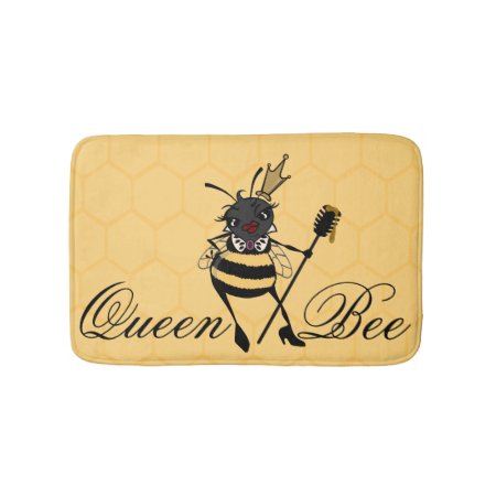 Cute Queen Bee With Honeycomb Graphic Bath Mat