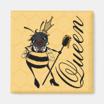 CUTE QUEEN BEE WITH HONEYCOMB SQUARE MAGNET