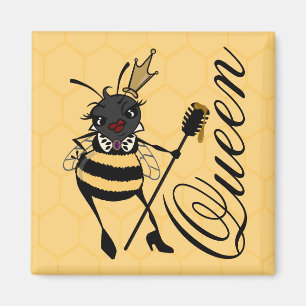 CUTE QUEEN BEE WITH HONEYCOMB SQUARE MAGNET