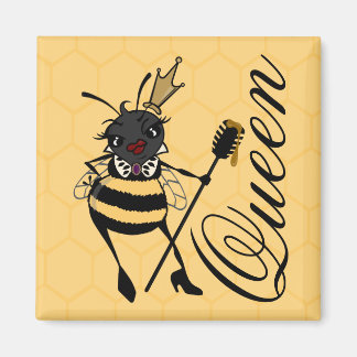 CUTE QUEEN BEE WITH HONEYCOMB SQUARE MAGNET