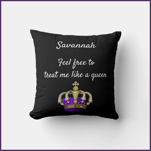 Cute Queen Crown For Her Throw Pillow