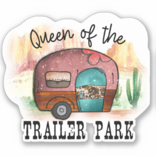 Cute Queen Trailer Park Camper Sticker