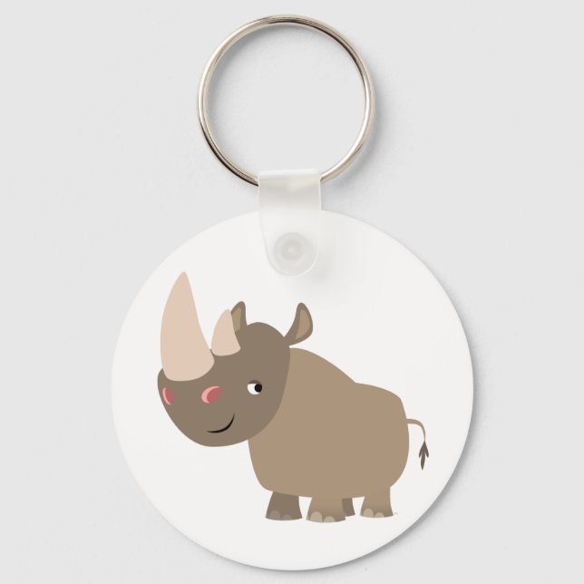 Cute Quiet Cartoon Rhino Keychain (Front)