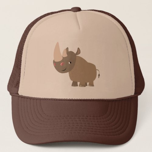 Cute Quiet Cartoon Rhino Trucker Hat