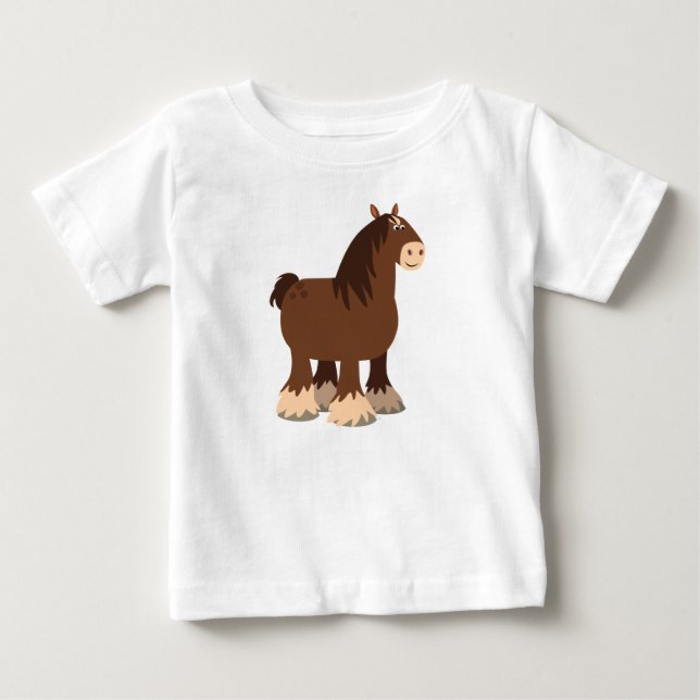 Cute Quiet Cartoon Shire Horse Baby T-Shirt (Front)