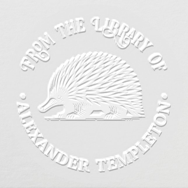 Cute Quilled Echidna Australia Library Book Name Embosser (Design)