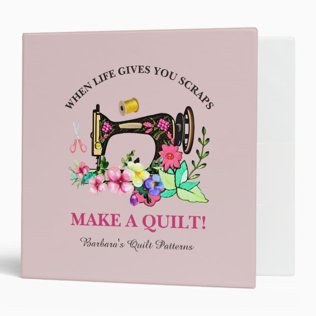 Cute Quilters Patterns Custom 3 Ring Binder (Front/Inside)