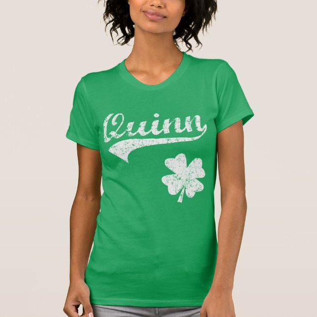 Cute Quinn Family Irish Shamrock T-Shirt (Front)