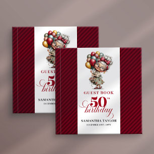 Cute quirky 50th lady birthday guest sign book