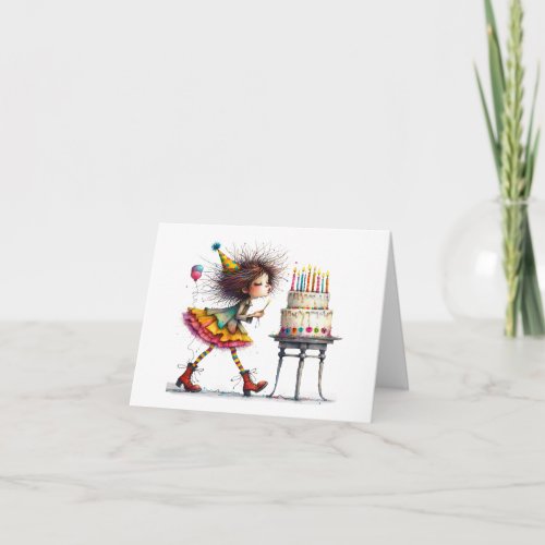 Cute Quirky Birthday Girl Folded Note Card