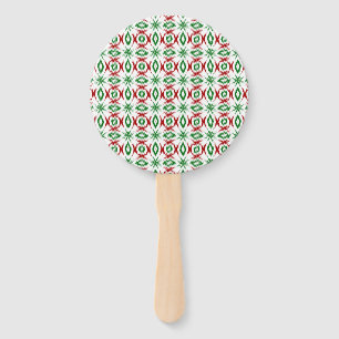 Cute Quirky Cabincore Minimalist Christmas Ikat Hand Fan