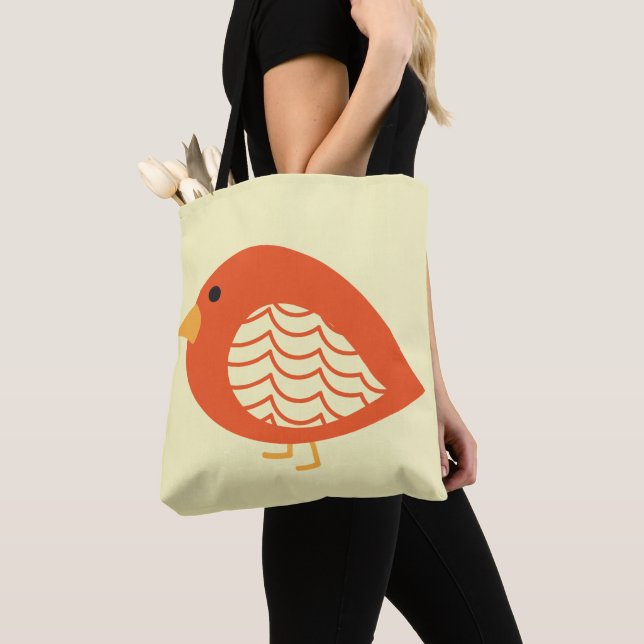 Cute quirky colorful birds tote bag (Close Up)
