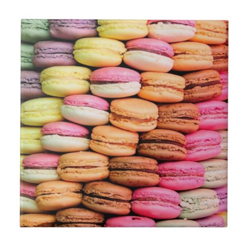 Cute Quirky Colorful Macaroons Tile