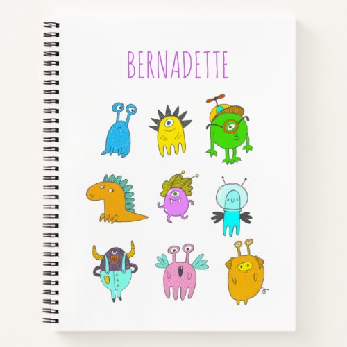 Cute Quirky Colorful Monster Cartoon Personalized Notebook