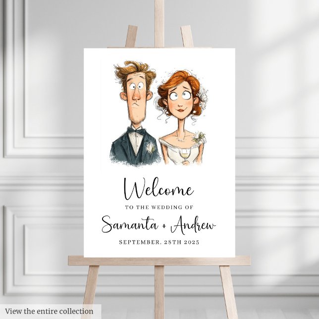 Cute Quirky Couple Wedding Welcome Sign Funny (Cute Quirky Couple Wedding Welcome Sign Funny)