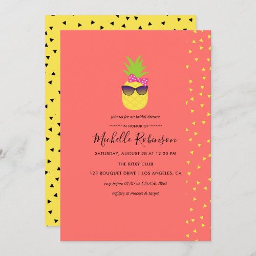 Cute quirky exotic tropical Beach Bridal Shower Invitation