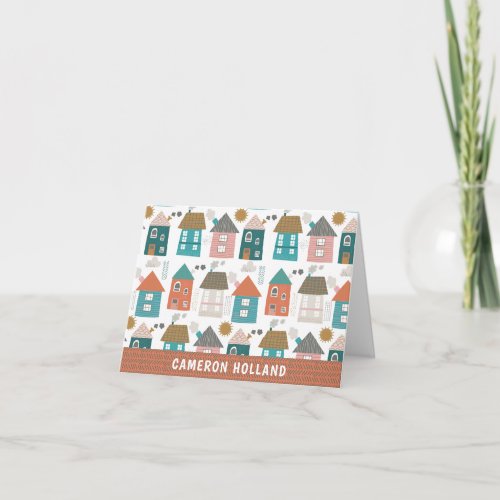 Cute Quirky Houses Personalized Stationery Note Card