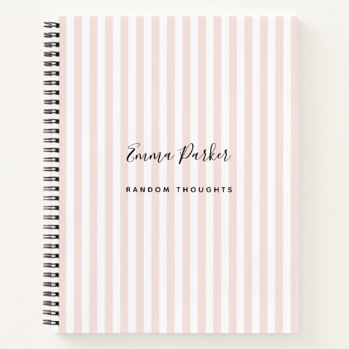 Cute Quirky Humor Pink Stripes Random Thoughts Notebook