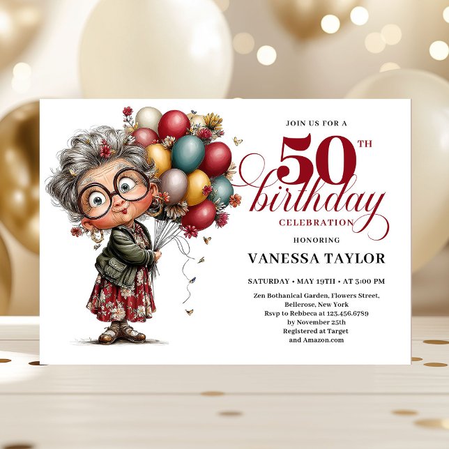 Cute quirky lady turning 50 humorous birthday card (Cute quirky lady turning 50 humorous birthday card)