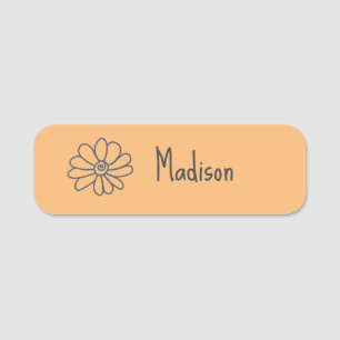 Cute,Quirky Orange Flower Name Tag