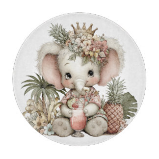 CUTE QUIRKY SUMMER THEMED BABY ELEPHANT CUTTING BOARD