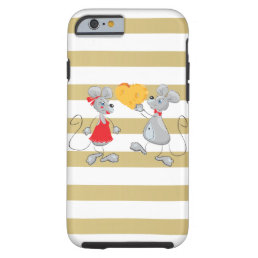 Cute Quirky Whimsical  Mouses-Stripes Tough iPhone 6 Case