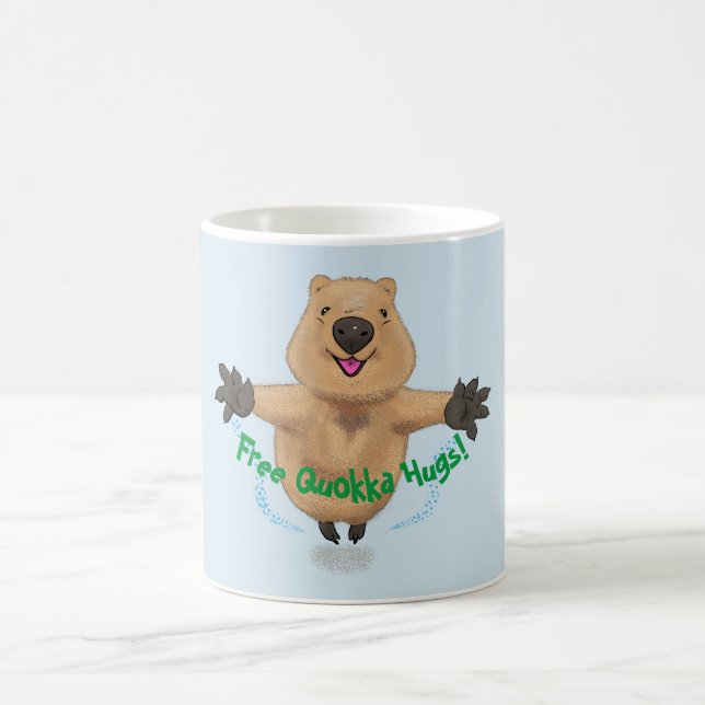 Cute quokka jumping cartoon coffee mug (Center)