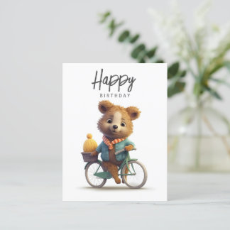 Cute quokka on a bike, Happy Birthday  Postcard