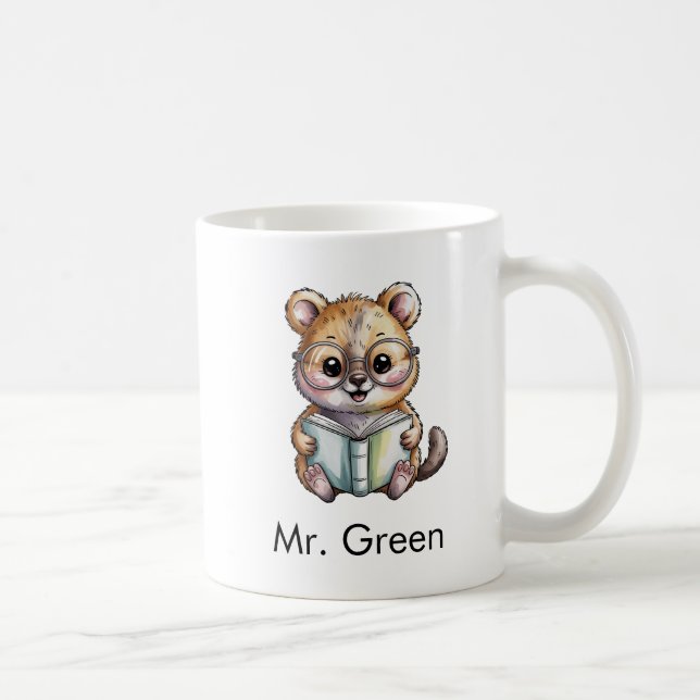 Cute Quokka Reading a Book Custom Coffee Mug (Right)