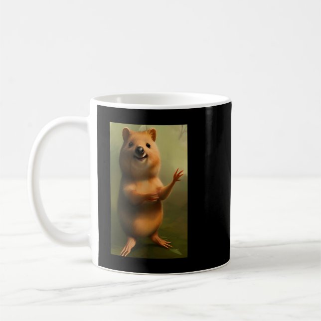 cute quokka sweet animals smile drawing comic coffee mug (Left)