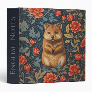 Cute Quokka William Morris Inspired Floral 3 Ring Binder