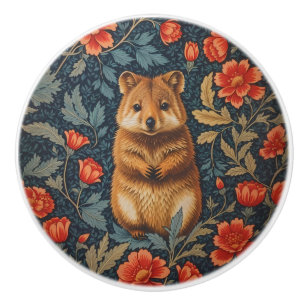 Cute Quokka William Morris Inspired Floral Ceramic Knob