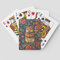 Cute Quokka William Morris Inspired Floral Poker Cards