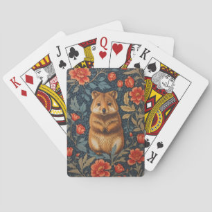 Cute Quokka William Morris Inspired Floral Poker Cards