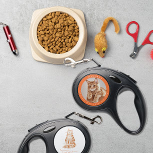 Cute Quote Cat Illustration Pet Name & Photo Retractable Pet Leash