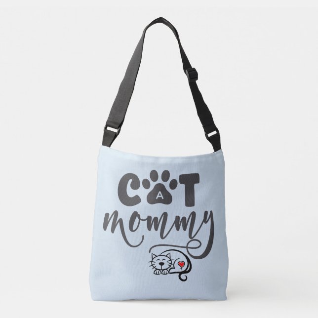 Cute Quote "Cat Mommy" Crossbody Bag (Front)