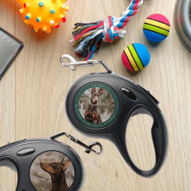 Cute Quote | Pet Name & Two Photo Retractable Pet Leash (Creator Uploaded)