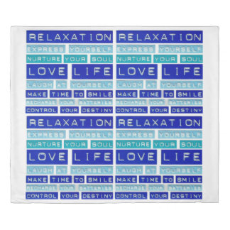 Cute Quotes Love Life Relaxation Blue Duvet Cover